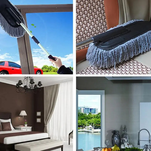 Multi-Purpose Microfiber Car Wash Brush Mop With Handle – Auto Cleaning and Dusting Tool